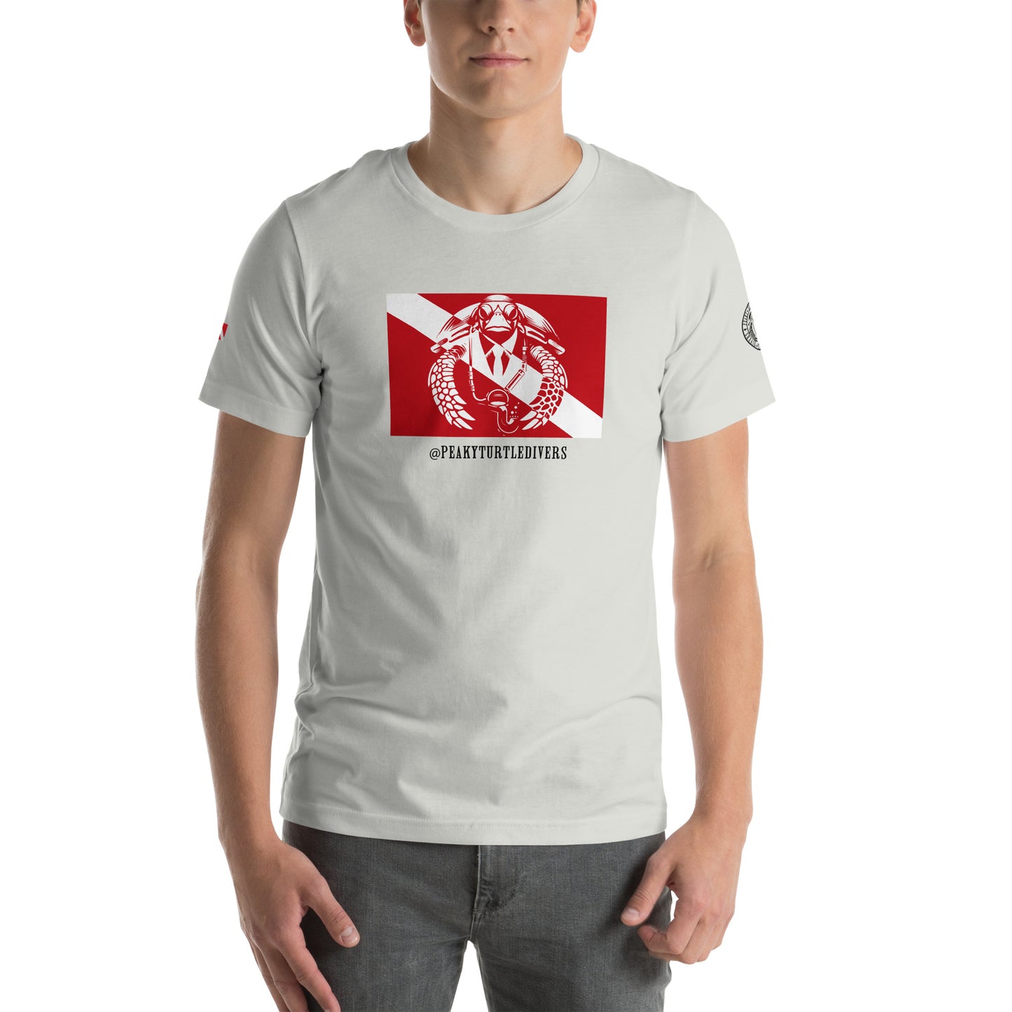 Camiseta de manga corta unisex bandera roja y botellas