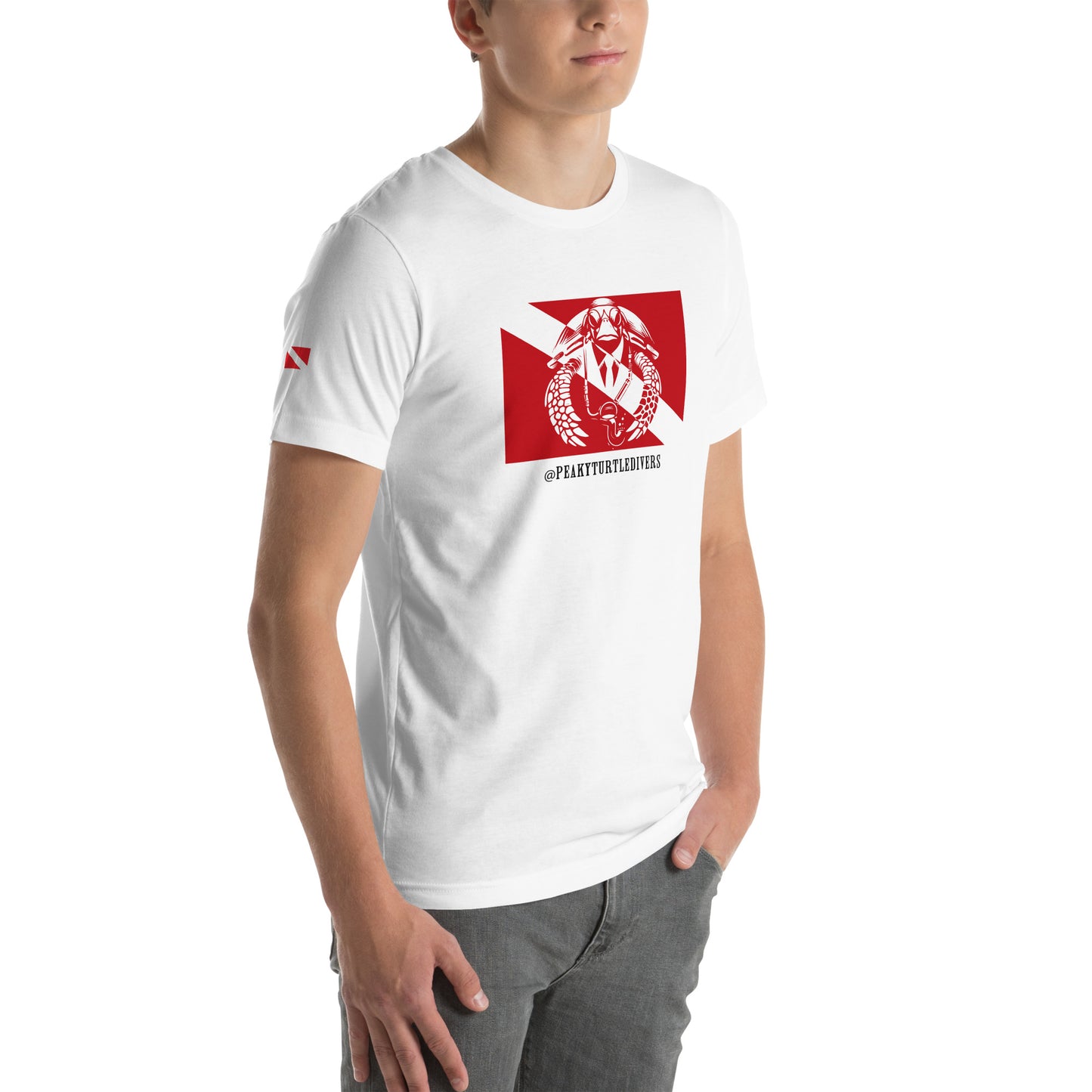 Camiseta de manga corta unisex bandera roja y botellas